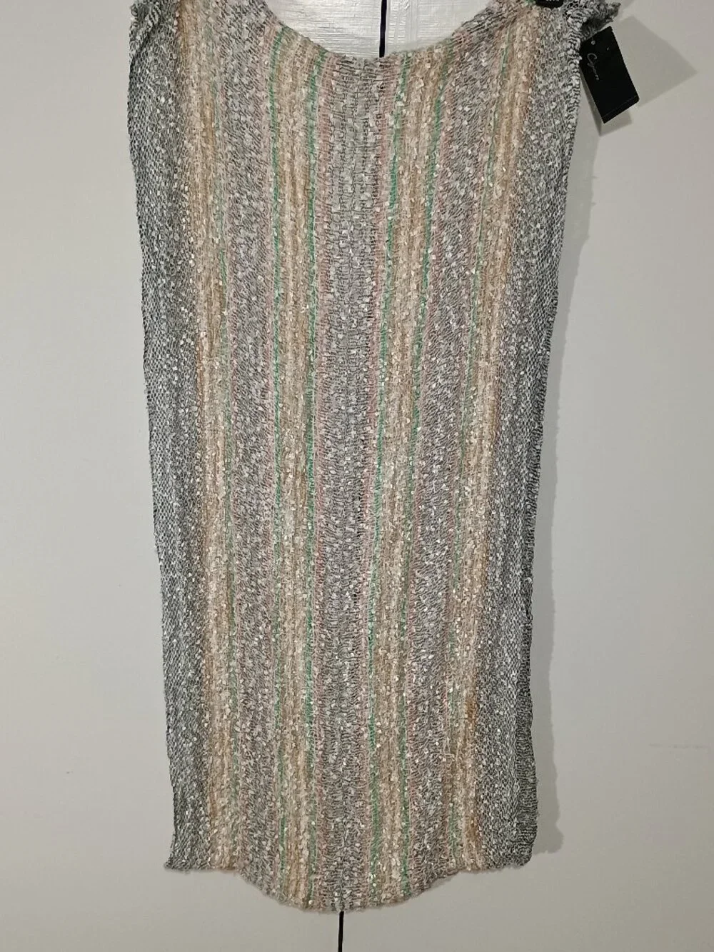 Cejon Metallic Knit Infinity Scarf One Size Multicolor Stripe Open Weave NWT